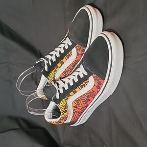 VANS Old Skool Logo Flame Suede Canvas Shoes VN0A4U3B2N5 Women's Size 7.5